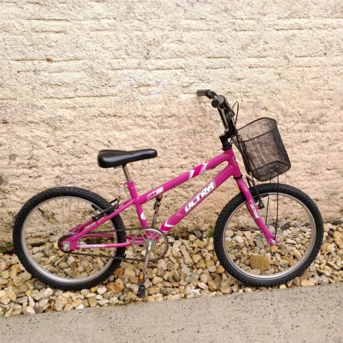 Bicicleta Ultra Aro 20 Rosa com Cesta - Infantil/Juvenil