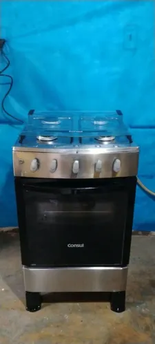 FOGÃO CONSUL DE INOX COM PRETO SEMI NOVO