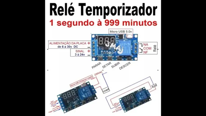 Modulo Relé Temporizador Dc 5v-30v Até 999 Min