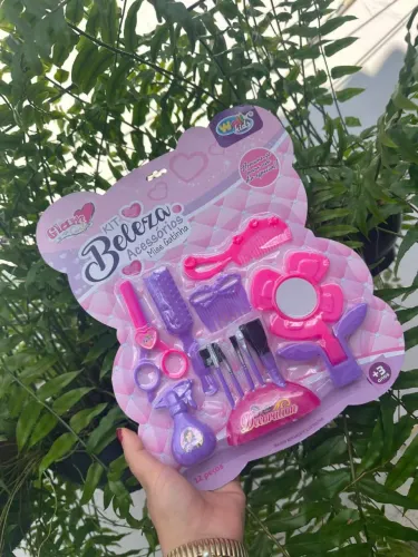 Kit acessórios de beleza brinquedo infantil com 12 peças 