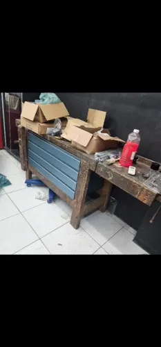 bancada de trabalho madeira maçiça c gavetas telescopicas