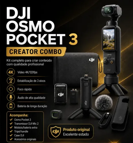 DJI Osmo Pocket 3 Creator Combo | Completo + DJI Mic 2 | Excelente Estado