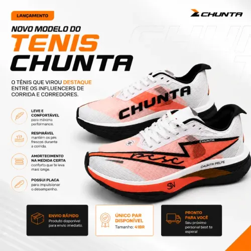 Tenis de Corrida Chunta 41 BR Unissex com Placa Running Novo Original