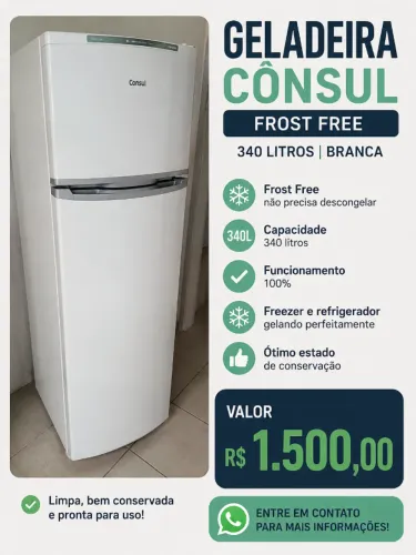 Geladeira Cônsul Frost Free Branca - 340 litros