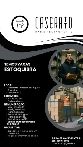 VAGAS DE EMPREGO - CASERATTO PASSEIO DAS ÁGUAS