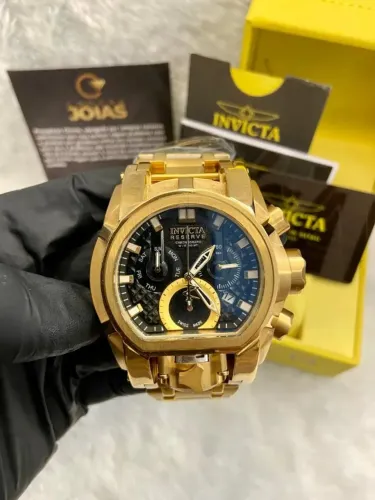 Relógio Invicta Reserve Bolt Zeus Magnum 25222 Completo Dourado Preto