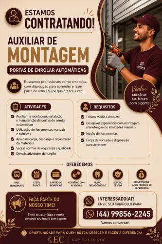 VAGA | Auxiliar/Ajudante de montagem