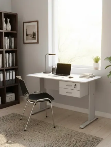 Mesa de escritório com cadeira