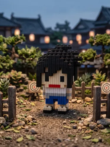 Sasuke | Blocos de Montar Pixel Art 3D