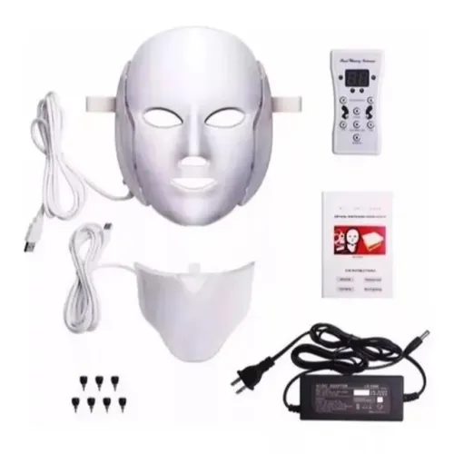 Máscara LED facial e para pescoço - 7 cores - Pouco usada