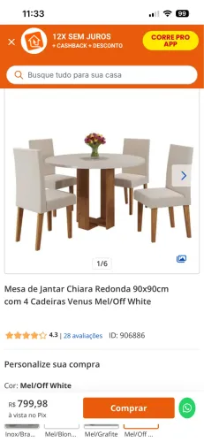 Mesa redonda de vidro