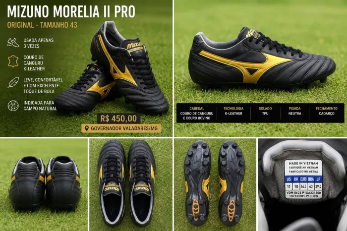 ? Chuteira Mizuno Morelia II Pro Original - Couro de Canguru - Nº 43