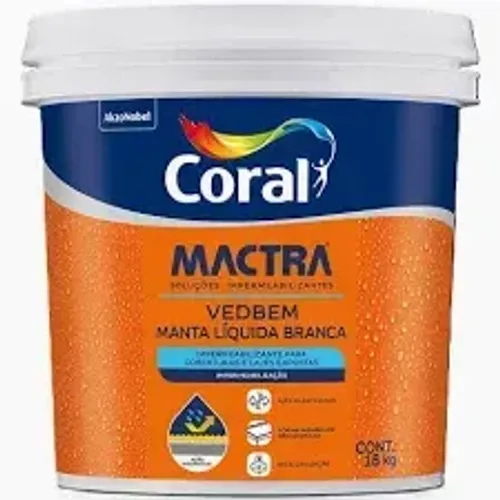 Impermeabilizante manta líquida branca 18kg Vedbem Coral