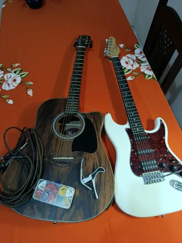 Kit Completo: Violão Folk Hofma HMF-270 + Guitarra Giannini + Acessórios (Regulados)