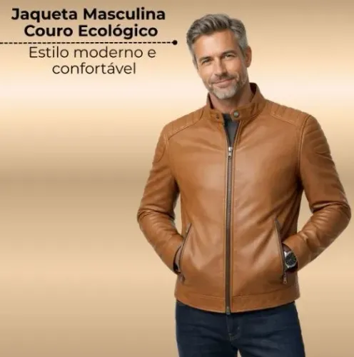 Jaqueta De Couro Masculina Casaco Blusa De Frio Impermeável