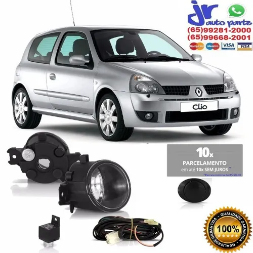 Kit Farol de Milha Clio 03 04 05 06 07 08 09 10 11 12 Auxiliar Neblina