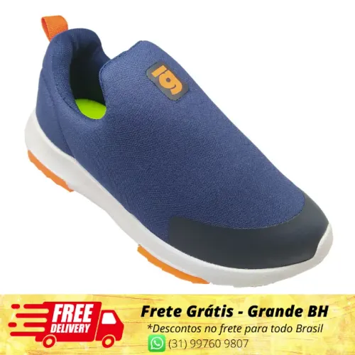 Tênis Infantil Masculino Escolar Azul Gibizinho sem Cadarço
