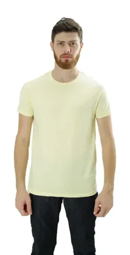 Camiseta masculina Básica Amarela Gola Redonda 100% algodão