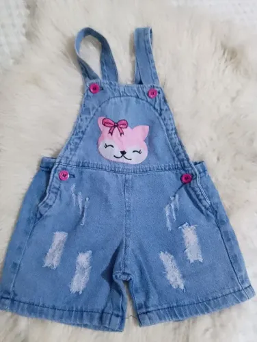 Macacão Jeans Bebê Menina 1 anos desapego 