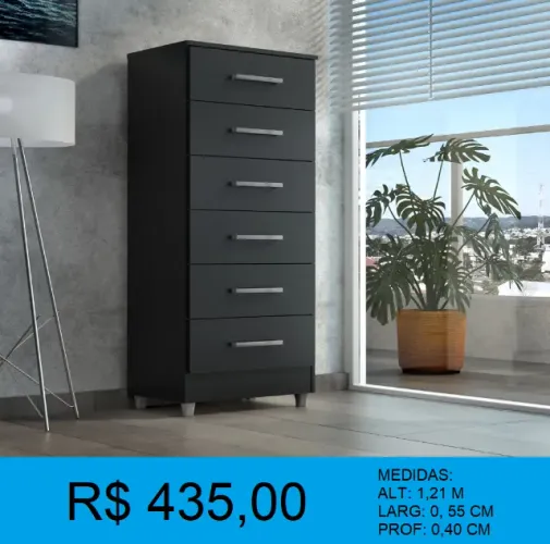 Gaveteiro preto - Entrega e montagem gratis 