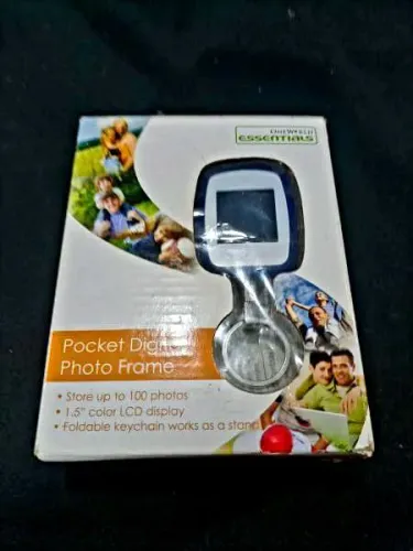 Chaveiro digital para 100 fotos, com bateria recarregável e cabo usb