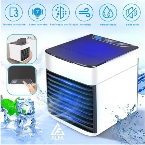 Mini Ar Condicionado Portátil Cooler Refrigelador Climatizador Luz Led USB