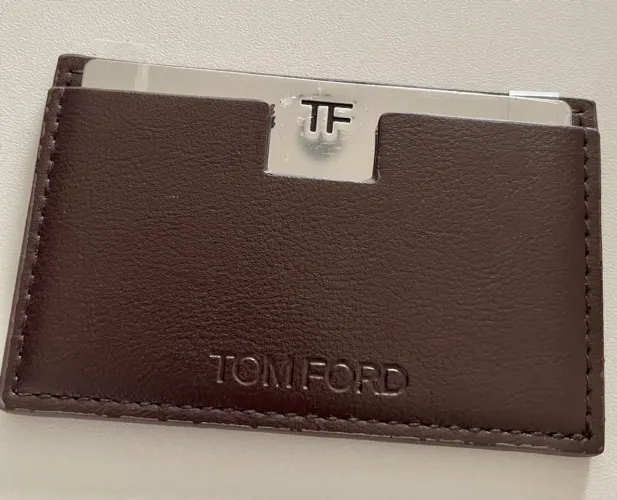 Porta Cartão Original Tom Ford Couro Marrom