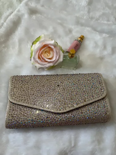 Bolsa de Festa Dourada com Pedrarias