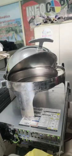 Rechaud tramontina redondo em aço inox banho maria tampa giratória