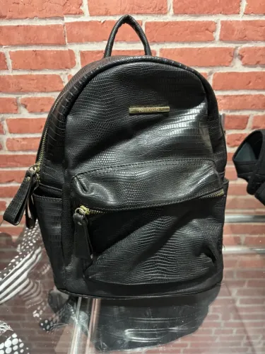 Mochila De Couro Preto Impermeável
