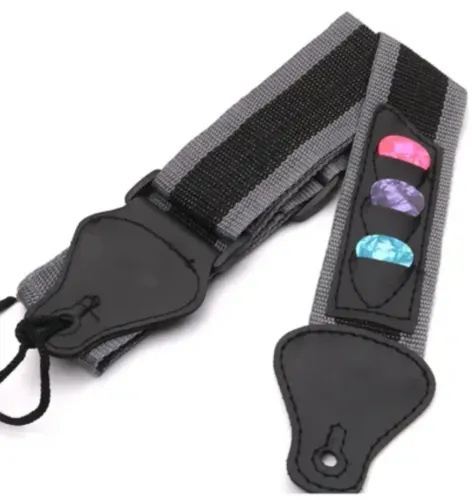 Cinta/Correia para Violão e Guitarra com espaço de Palhetas + 2 palhetas brinde
