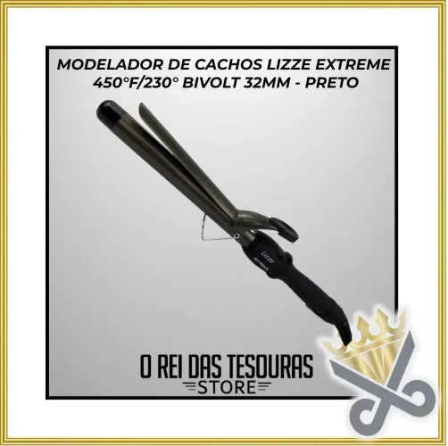 MODELADOR DE CACHOS LIZZE EXTREME 450°F/230° BIVOLT 32MM - PRETO
