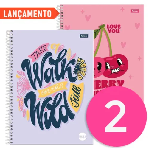 KIT 2 CADERNOS 10 MATÉRIAS 160 FOLHAS FEMININO SORTIDOS (Foroni)