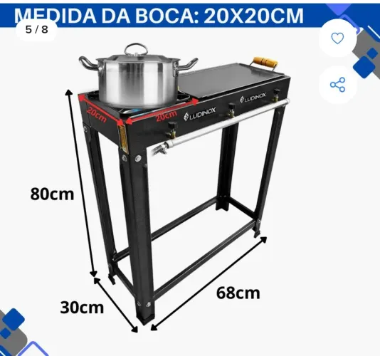 Vendo fogão indústrial 3 bocas com chapa removível!