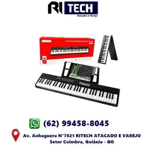 Teclado Eletrônico 61 Teclas Recarregável Led Digital