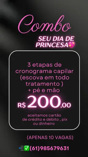 Combo Dia de Princesa - 3 Etapas Cronograma Capilar + Pé e Mão
