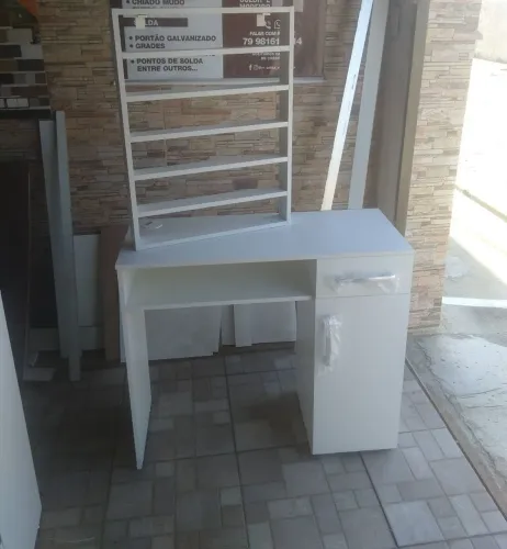 Fabricamos Mesa Escrivaninha Branca com Estante