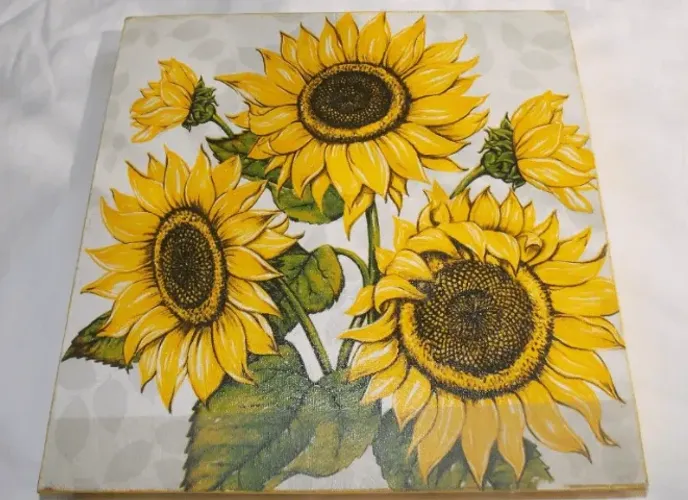 Quadro Óleo Sobre Tela Girassóis