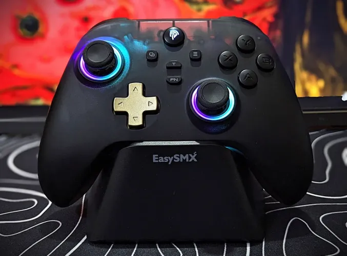 (NOVO) Controle Sem Fio EasySMX D05 c/ Dock de carregamento RGB