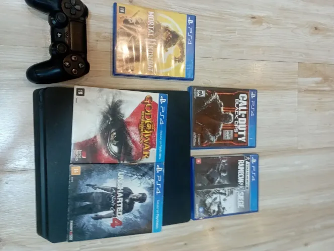 Ps4 slim 500g 1 controle e 5 jogos