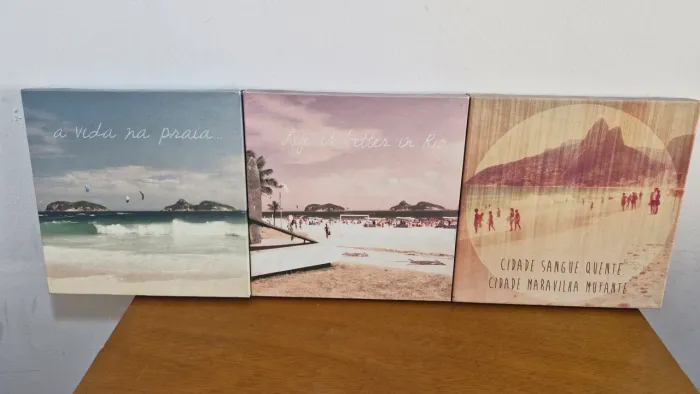 Trio de Quadros Decorativos - Rio de Janeiro (Praia e Ipanema)