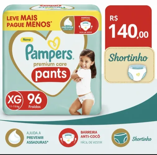 Fraldas Pampers Pants Premium Care XG 96 Fraldas por 140,00