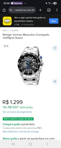 Relógio Technos Masculino Ts Carbon com caixa, Manual tudo certinho