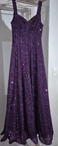 Vestido festa paetes roxo