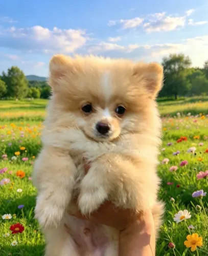 Lindo filhote de lulu da pomerania creme