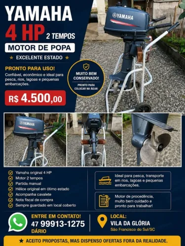 Motor Yamaha 4HP 2 tempos com NF