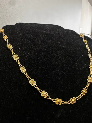 Corrente e Pulseira de Flor Maciças de ouro 18k procedência garantia eterna