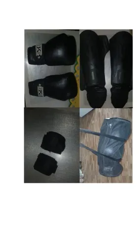 Luva Boxe Muay Thai + Caneleira + Bolsa + Bandagem 4 mt