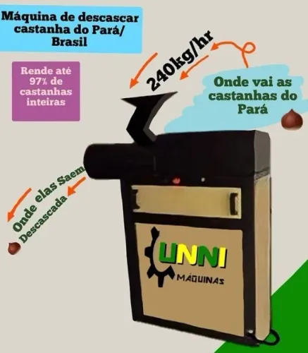 Quebradora descascadora de castanha do Pára Unnimaquina 240kg/h
