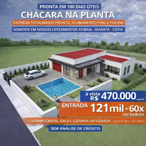 ag1 valores promocionais de casa no campo, nova e com piscina.